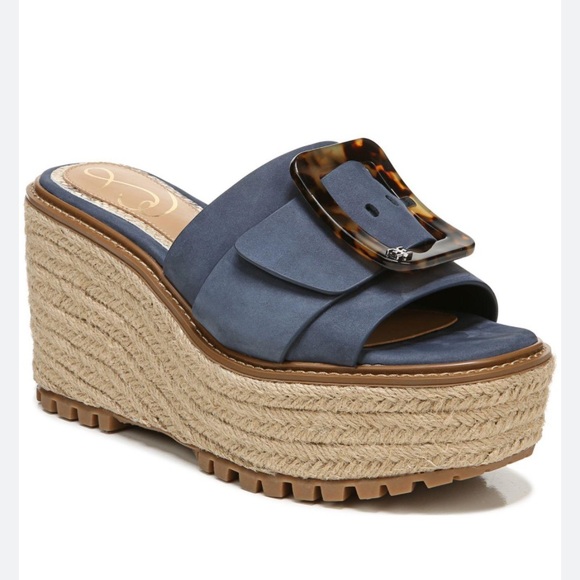 Sam Edelman Shoes Sam Edelman Blue Livi Buckle Espadrille Wedge